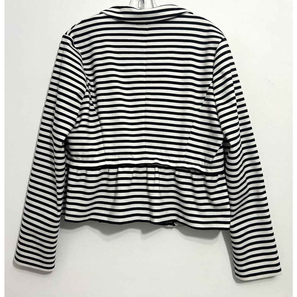 Elle Striped Blazer Jacket Womens XL Black White Stretch Career Casual - Picture 2 of 8
